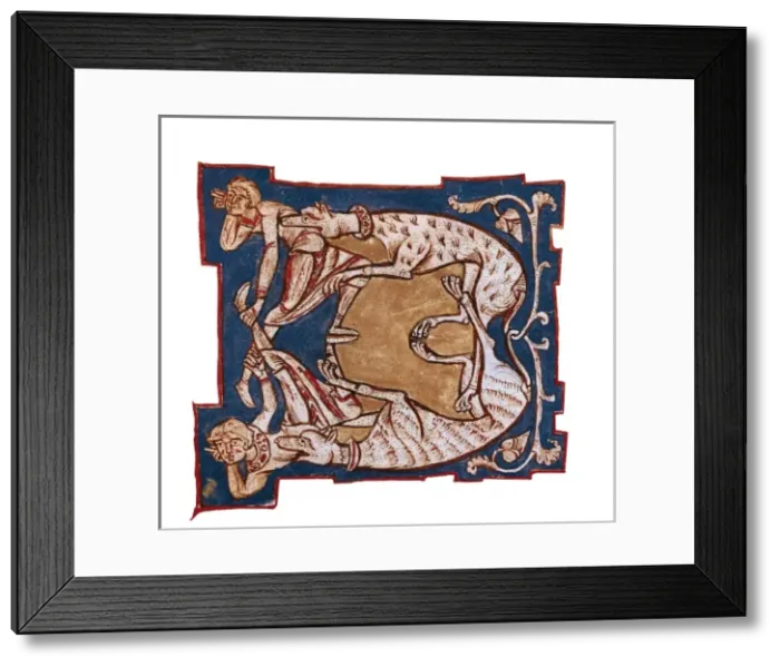 Framed Print : Illuminated initial. 12th c. It belongs to a Framed Print : Illuminated initial. 12th c. It belongs to a