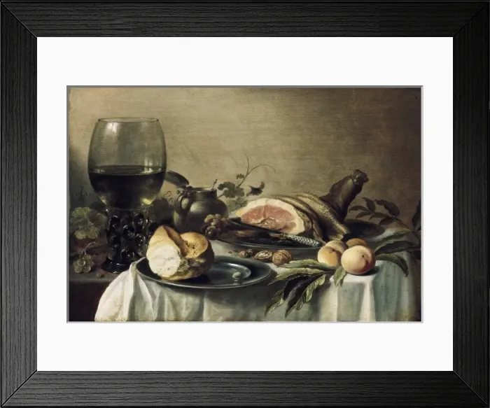Framed Print : CLAESZ, Pieter (1597-1661). Breakfast with Ham Framed Print : CLAESZ, Pieter (1597-1661). Breakfast with Ham