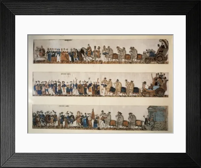 Framed Print : Spain (19th c. ). Parade to pay tribute to Framed Print : Spain (19th c. ). Parade to pay tribute to