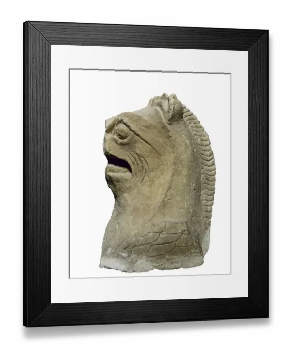 Framed Print : Griffin. 3rd BC. Iberian art. Sculpture on rock Framed Print : Griffin. 3rd BC. Iberian art. Sculpture on rock