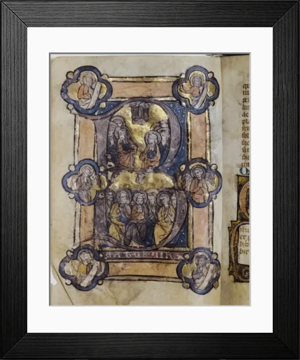 Framed Print : Liber Horarum (14th c. ). Sheet 2v. Ascension Framed Print : Liber Horarum (14th c. ). Sheet 2v. Ascension
