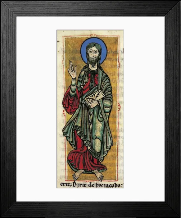 Framed Print : Calixtine Code. beg. 12th c. Page 4. James, son Framed Print : Calixtine Code. beg. 12th c. Page 4. James, son