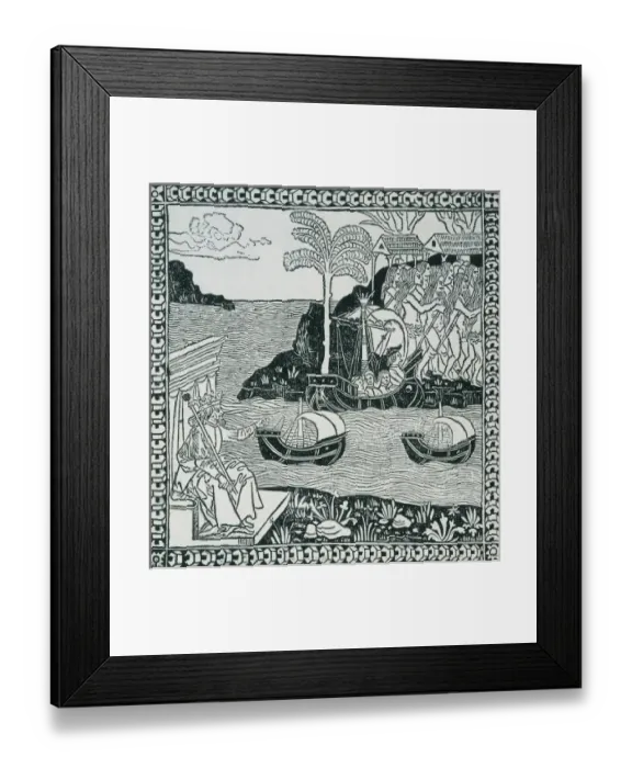 Framed Print : Chistopher Columbus disembarking in America Framed Print : Chistopher Columbus disembarking in America