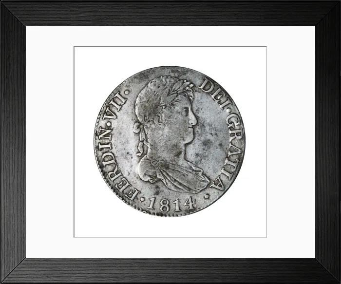 Framed Print : 8 reales silver coin from Ferdinand VIIs reign Framed Print : 8 reales silver coin from Ferdinand VIIs reign