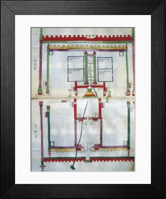Framed Print : LYRE, Nicol᳠de (1270-1340). Theologian. Plan Framed Print : LYRE, Nicol᳠de (1270-1340). Theologian. Plan