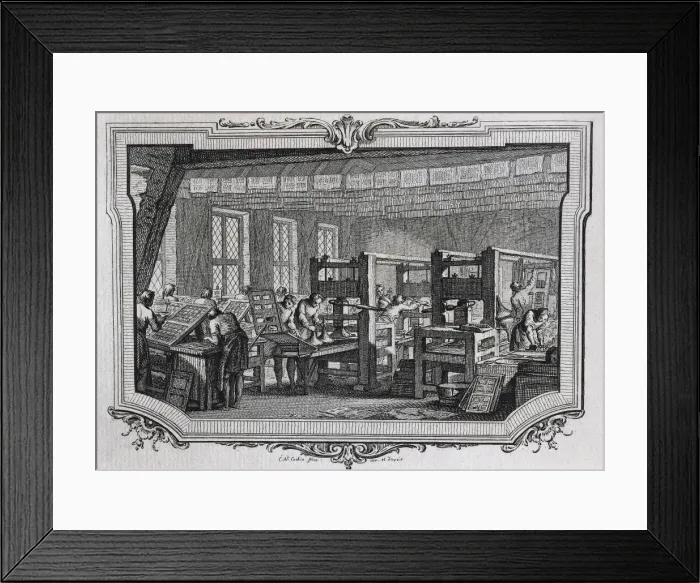 Framed Print : Printing works in 15th c Engraving of 1849 Framed Print : Printing works in 15th c Engraving of 1849
