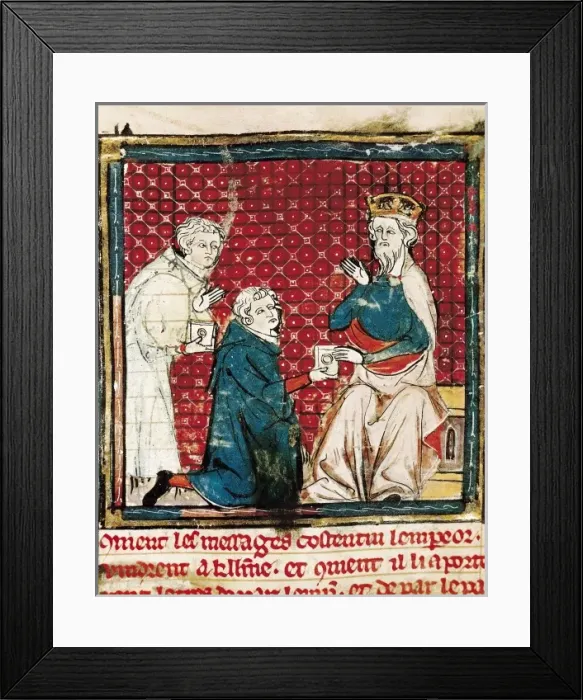 Framed Print : Great Chronicles of France (14th c. ). Two messengers Framed Print : Great Chronicles of France (14th c. ). Two messengers