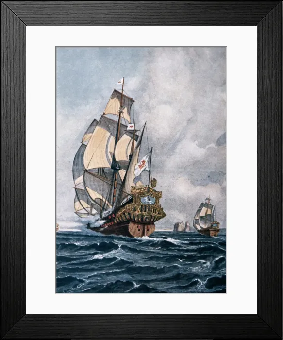 Framed Print : Galleon (16th c. ). Engraving Framed Print : Galleon (16th c. ). Engraving