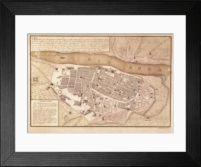 Framed Print : Spain. Peninsular War (1808-1814). Map of Saragossa Framed Print : Spain. Peninsular War (1808-1814). Map of Saragossa