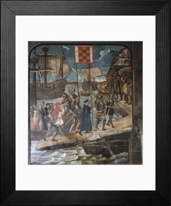 Framed Print : BORGOс, Juan de (1465-1536). The Conquest of Framed Print : BORGOс, Juan de (1465-1536). The Conquest of