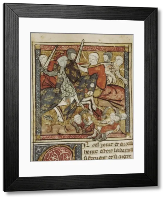 Framed Print : Great Chronicles of France (14th c. ). Battle Framed Print : Great Chronicles of France (14th c. ). Battle