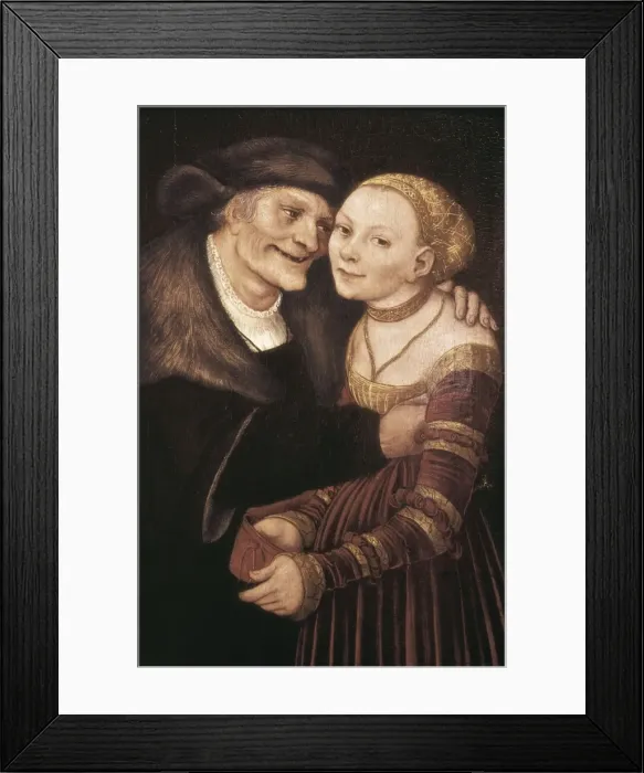 Framed Print : Cranach, Lucas, the Elder (1472-1553). Unequal Framed Print : Cranach, Lucas, the Elder (1472-1553). Unequal