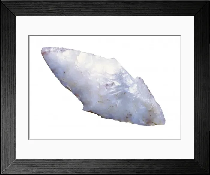Framed Print : Weapons. Silex arrow tip with bifacial retouching Framed Print : Weapons. Silex arrow tip with bifacial retouching