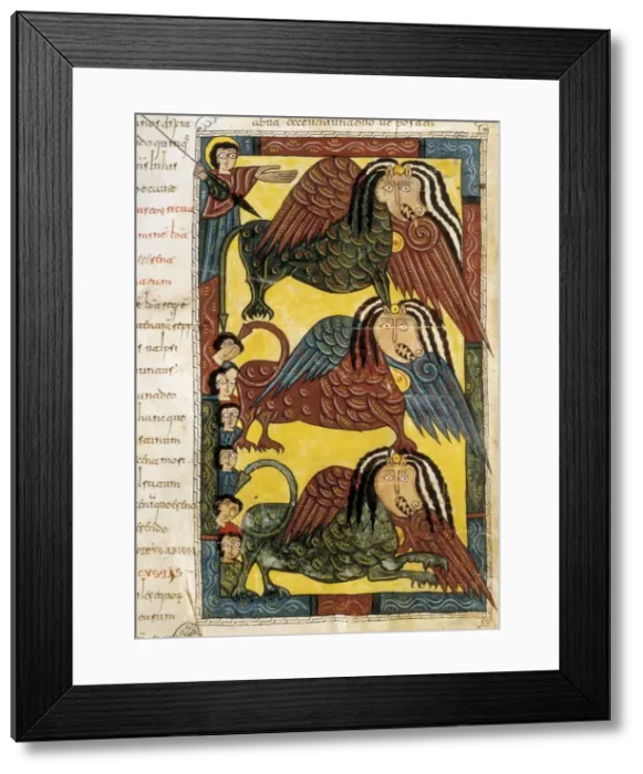 Framed Print : Beatus of Liebana. 10th c. Sheet 150. Death of Framed Print : Beatus of Liebana. 10th c. Sheet 150. Death of