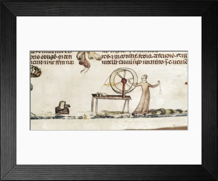 Framed Print : Manuscript Royal 10 E. (14th c. ). Distaff. Gothic Framed Print : Manuscript Royal 10 E. (14th c. ). Distaff. Gothic