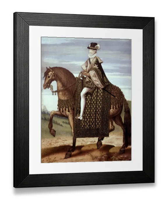Framed Print : Equestrian Henry IV. 16th c. Parchment on wood Framed Print : Equestrian Henry IV. 16th c. Parchment on wood