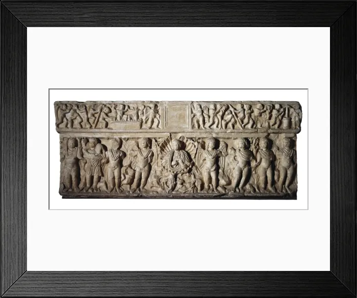 Framed Print : Sarcophagus of the Seasons. 3rd c. Detail depicting Framed Print : Sarcophagus of the Seasons. 3rd c. Detail depicting