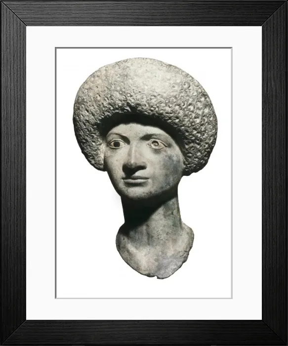 Framed Print : Feminine head in bronze (1st c. AD). Roman art Framed Print : Feminine head in bronze (1st c. AD). Roman art