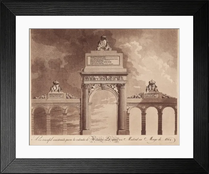 Framed Print : Spain (1814). Triumphal arch built for the entrance Framed Print : Spain (1814). Triumphal arch built for the entrance