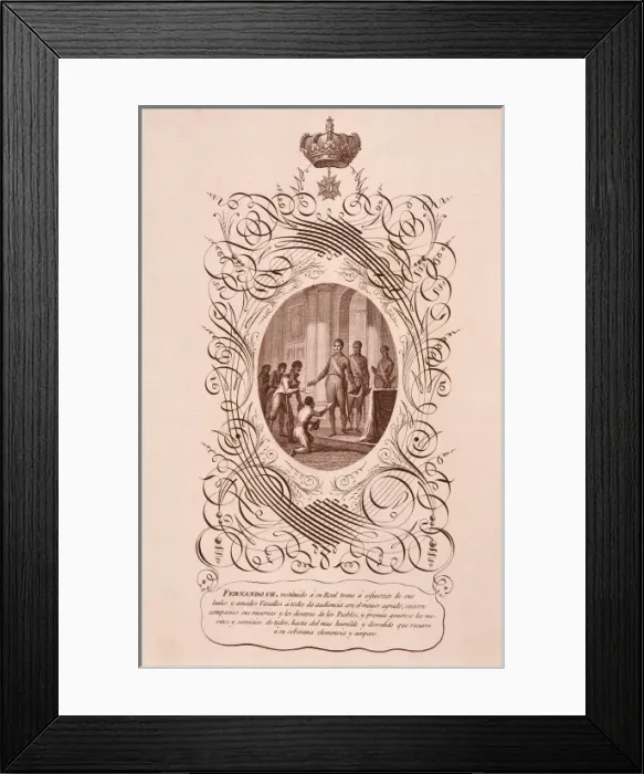 Framed Print : Spain (1814). Fernando VII restored in his throne Framed Print : Spain (1814). Fernando VII restored in his throne