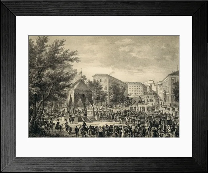 Framed Print : Spain (1832). Parade of troops for the kings Framed Print : Spain (1832). Parade of troops for the kings