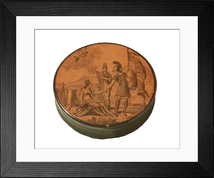 Framed Print : Spain (1812). Snuff boix with allegory of Framed Print : Spain (1812). Snuff boix with allegory of