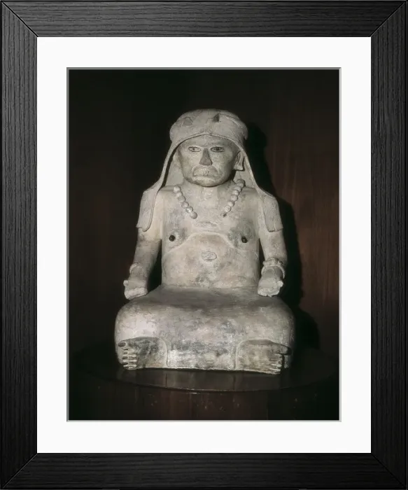 Framed Print : Old woman with a headdress. Pre-Columbian art Framed Print : Old woman with a headdress. Pre-Columbian art