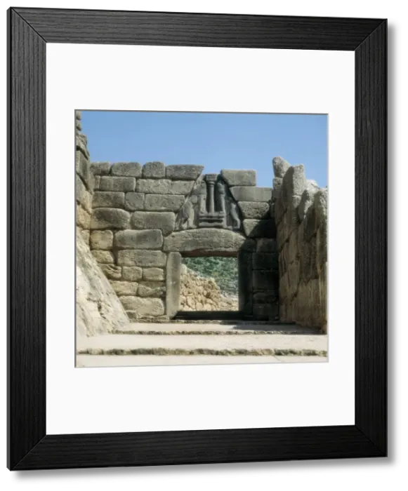 Framed Print : Lion Gate. s. XIV BC. GREECE. Mycenae. Gate located
