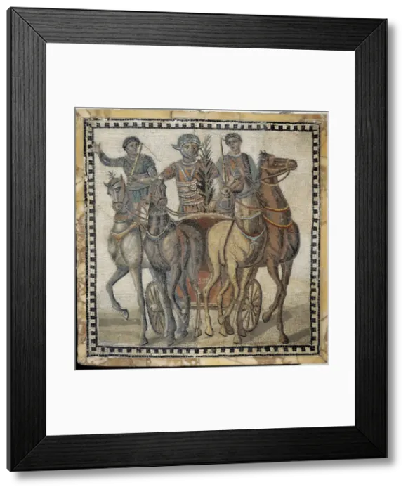 Framed Print : Chariot race (3rd c. ). Roman art. Early Empire Framed Print : Chariot race (3rd c. ). Roman art. Early Empire