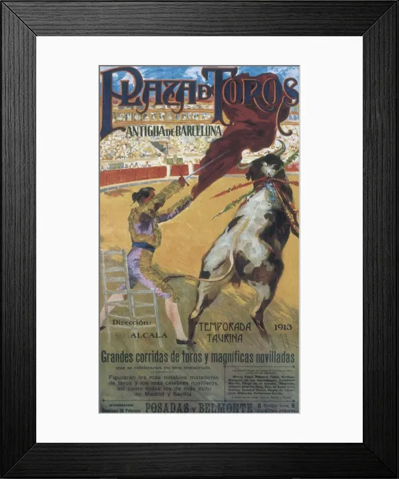 Framed Print : Poster advertising the bullfighting season Framed Print : Poster advertising the bullfighting season