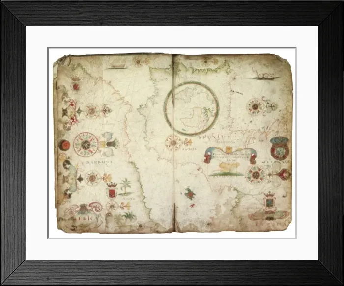 Framed Print : Nautical atlas (Civitate Marsilia) by Francesc Framed Print : Nautical atlas (Civitate Marsilia) by Francesc