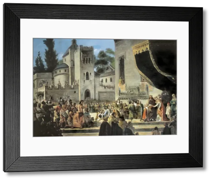 Framed Print : Meeting of Christopher Columbus with the Catholic Framed Print : Meeting of Christopher Columbus with the Catholic