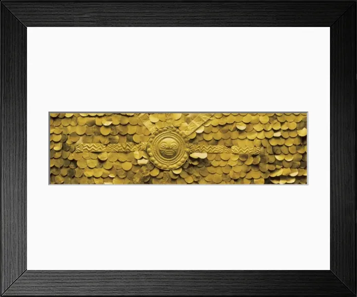 Framed Print : Moche Pectoral with Sun. 300 BC-500. Gold embroidery Framed Print : Moche Pectoral with Sun. 300 BC-500. Gold embroidery