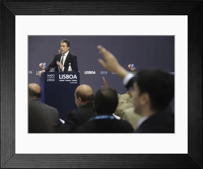 Framed Print : PORTUGAL. Lisbon. NATO Secretary General Anders Framed Print : PORTUGAL. Lisbon. NATO Secretary General Anders