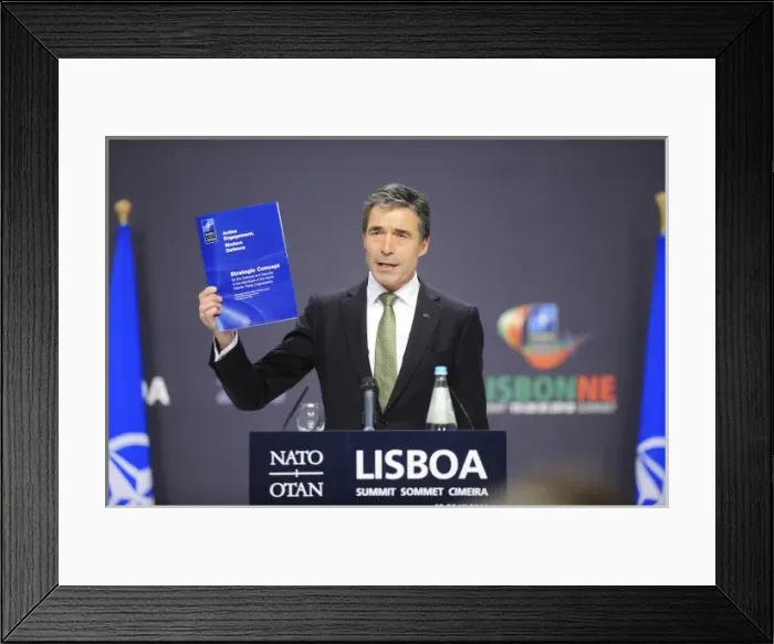 Framed Print : PORTUGAL. Lisbon. NATO Secretary General Anders Framed Print : PORTUGAL. Lisbon. NATO Secretary General Anders