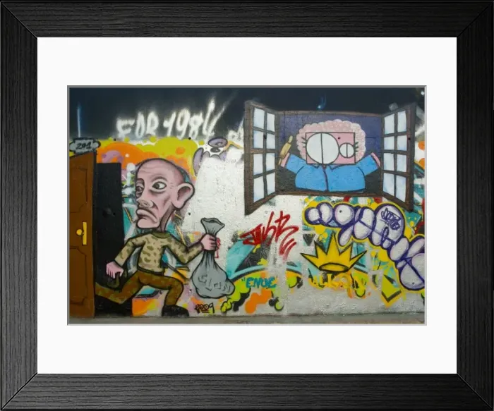 Framed Print : SPAIN. Barcelona. Sants Montjuic. Graffiti in Framed Print : SPAIN. Barcelona. Sants Montjuic. Graffiti in