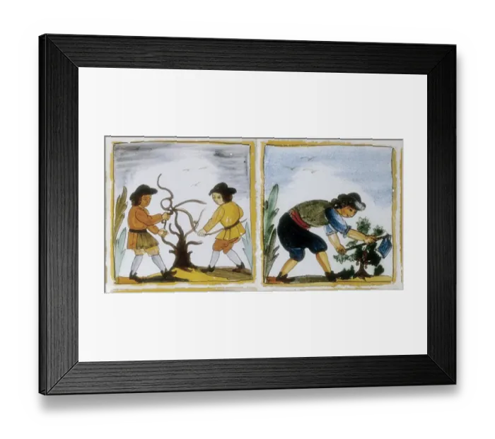 Framed Print : Ceramic floor tiles depicting the production Framed Print : Ceramic floor tiles depicting the production