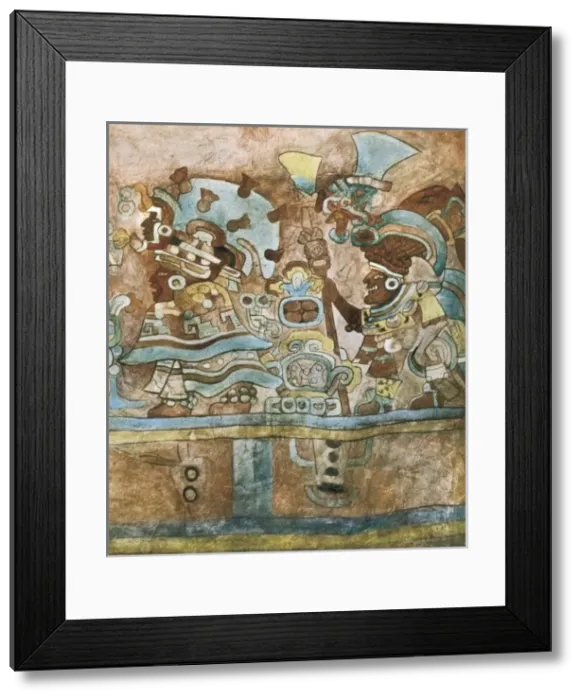 Framed Print : MEXICO. OAXACA. Monte AlbᮮFrescos in the interior Framed Print : MEXICO. OAXACA. Monte AlbᮮFrescos in the interior