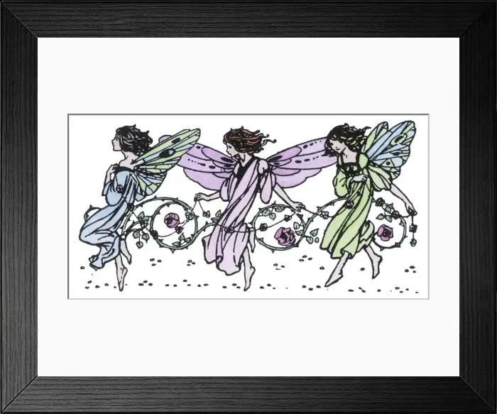 Framed Print : Three fairies tip-toeing daintily Framed Print : Three fairies tip-toeing daintily