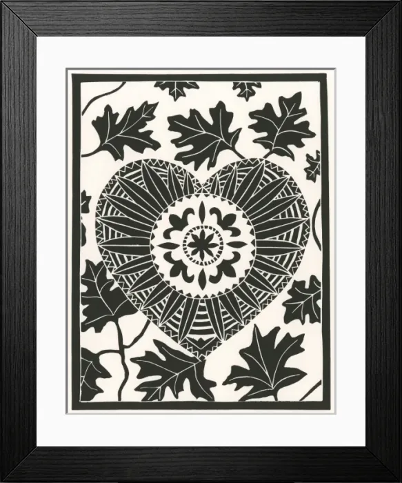Framed Print : Heart surrounded by oak leaves Framed Print : Heart surrounded by oak leaves