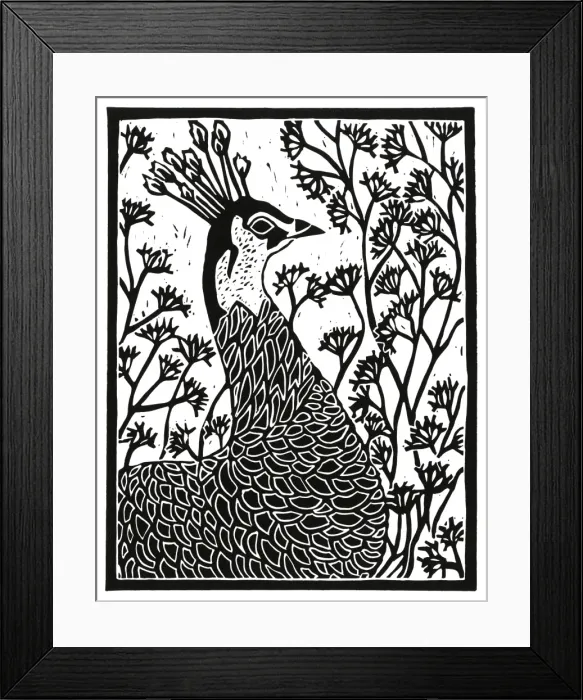 Framed Print : Peacock amidst flowers Framed Print : Peacock amidst flowers
