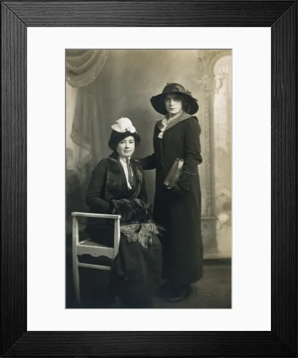 Framed Print : Two elegant ladies dressed for the outdoors Framed Print : Two elegant ladies dressed for the outdoors