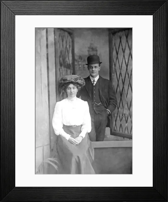 Framed Print : Edwardian couple posing Framed Print : Edwardian couple posing