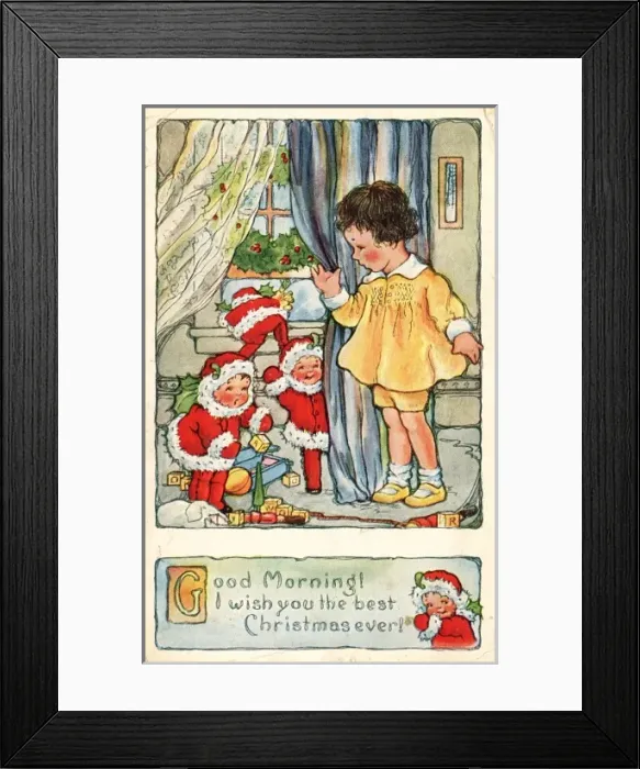 Framed Print : Child meets Santas helpers Framed Print : Child meets Santas helpers