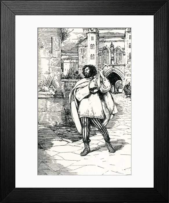 Framed Print : Minstrel playing his lute Framed Print : Minstrel playing his lute