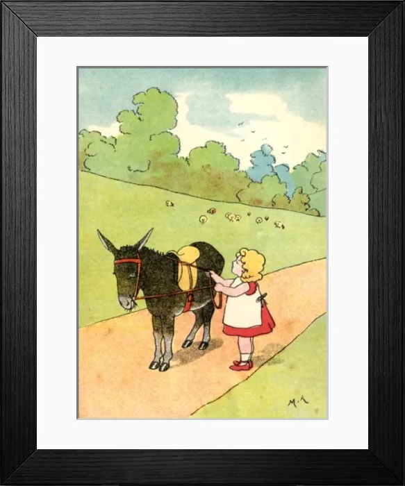 Framed Print : Young girl and donkey Framed Print : Young girl and donkey