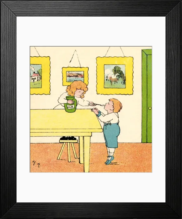 Framed Print : Mother feeding her small son a spoonful of jam