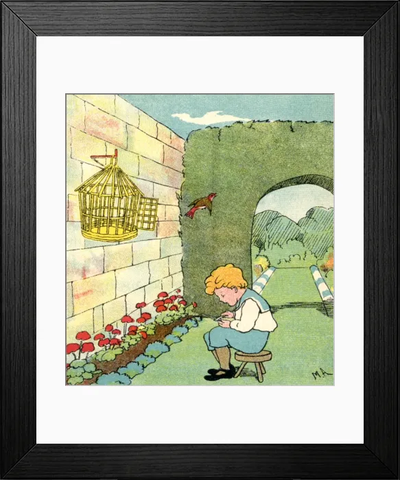 Framed Print : Boy sitting in garden Framed Print : Boy sitting in garden