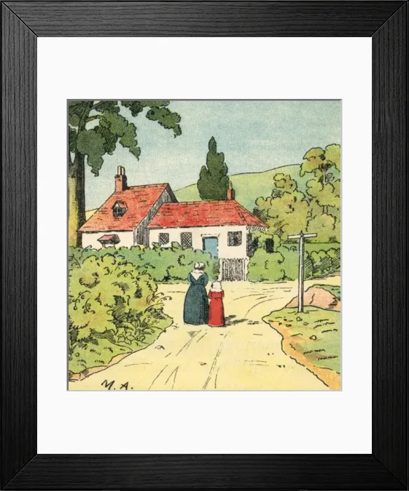 Framed Print : A mother and daughter wander down a country lane Framed Print : A mother and daughter wander down a country lane