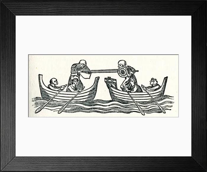 Framed Print : Boat tilting in medieval times Framed Print : Boat tilting in medieval times